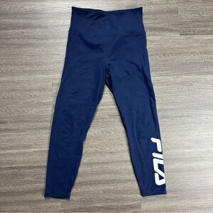 Women’s Fila Navy Leggings with Classic White Red Logo